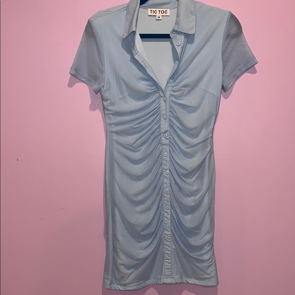 Women's Light Blue Ruched Dress